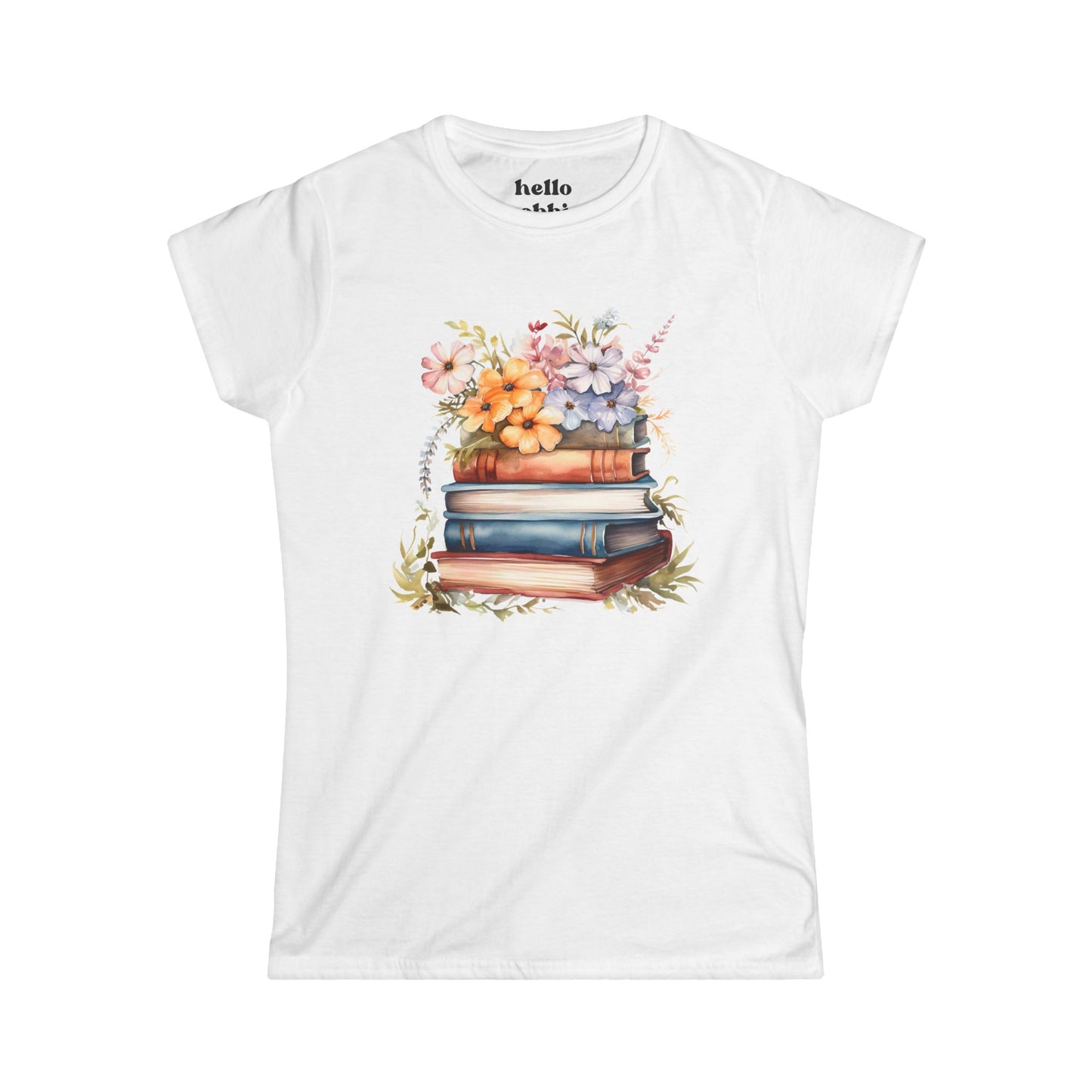 Floral Books Women's Softstyle Tee - Perfect for Book Lovers