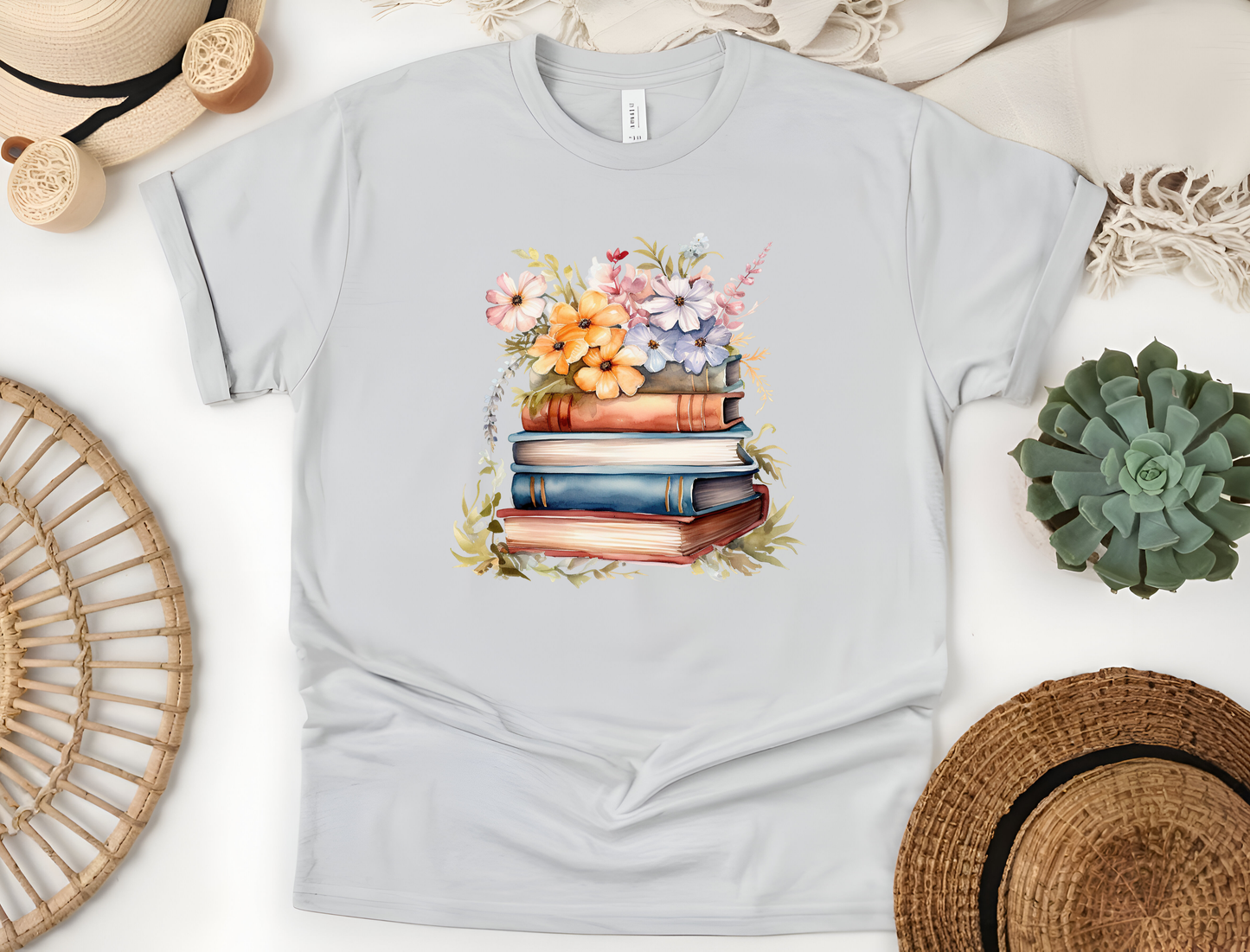 Floral Books Women's Softstyle Tee - Perfect for Book Lovers