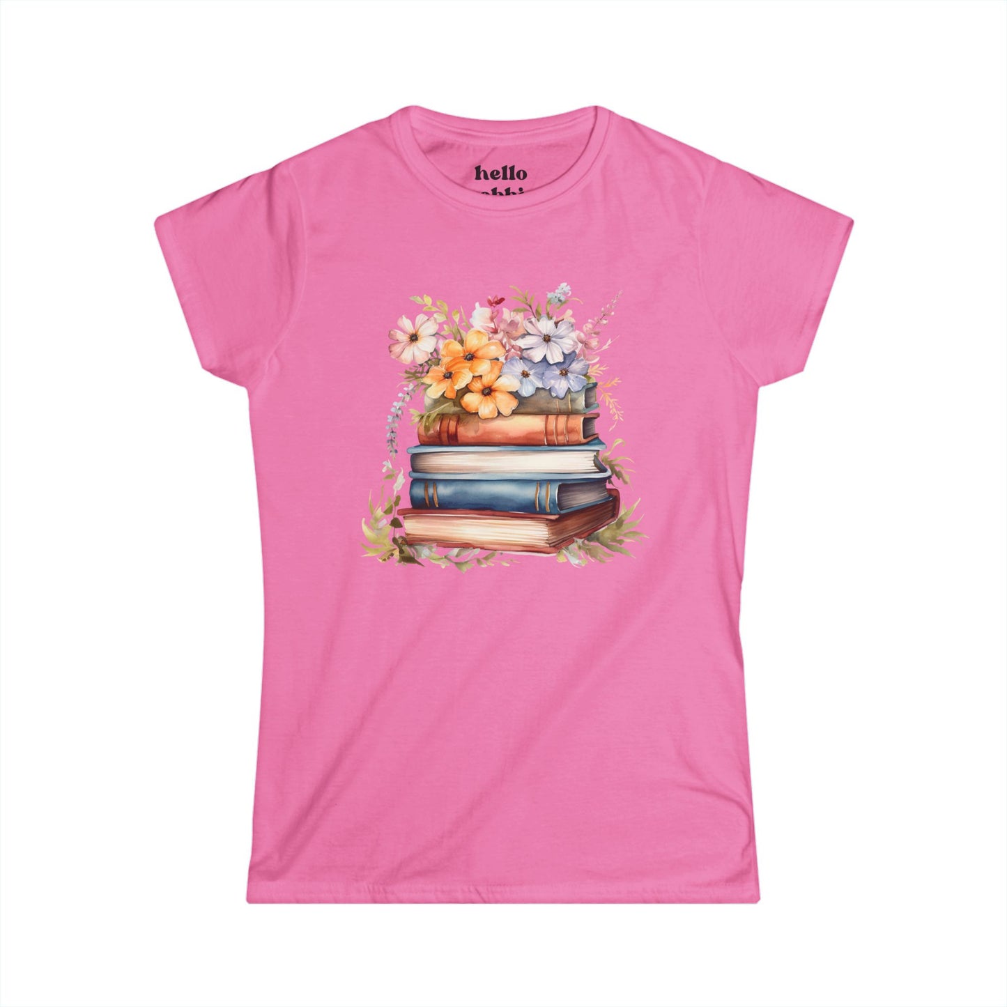 Floral Books Women's Softstyle Tee - Perfect for Book Lovers